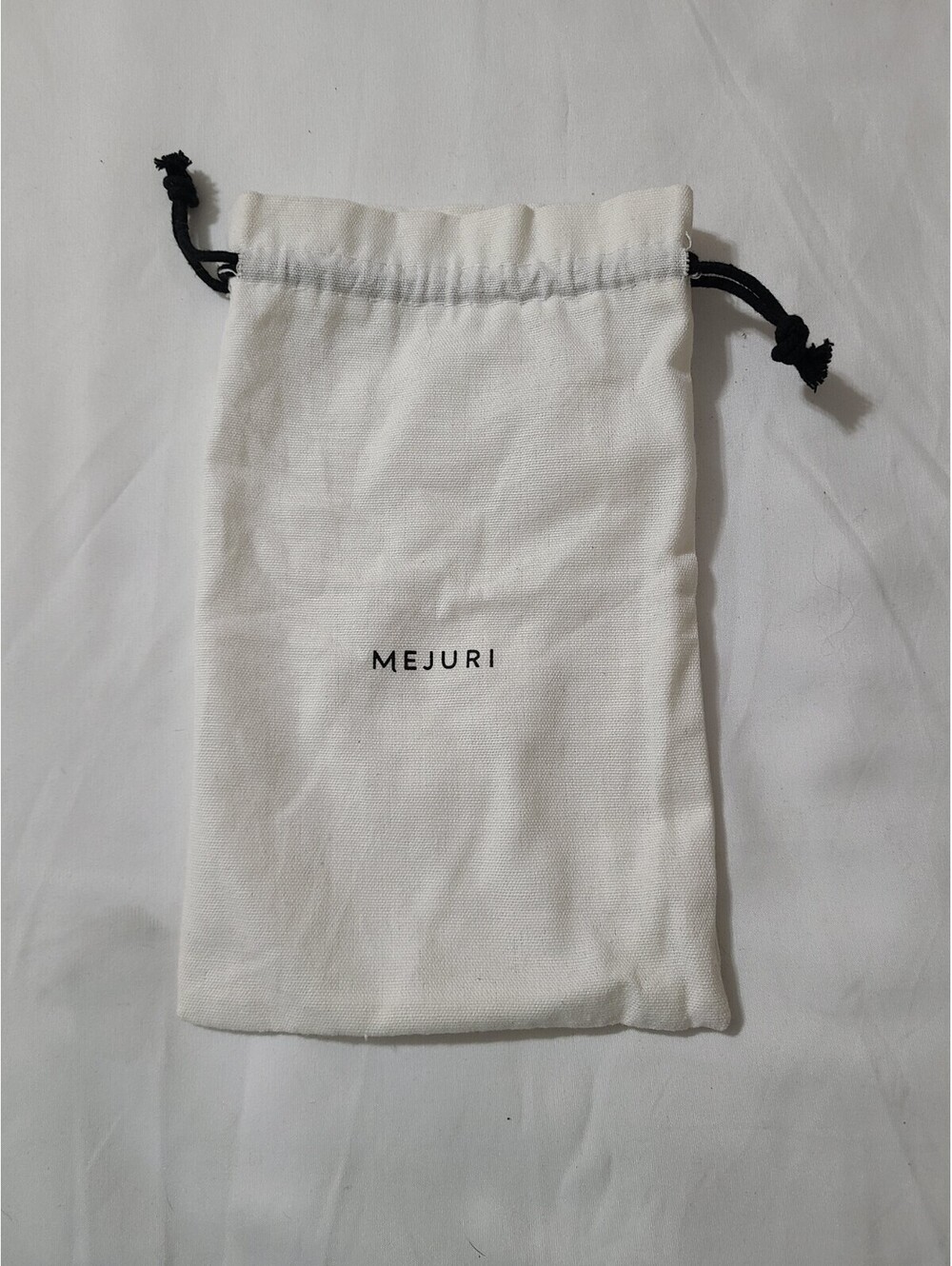 Mejuri Drawstring Jewelry Dust Bag Storage Pouch Sz 10"  X 6" Cream Travel Case